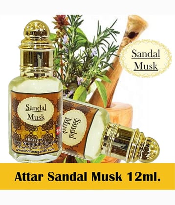 INDRA SUGANDH BHANDAR Attar For Men|Women Original Sandal Musk Rare Chandan & Kasturi Combination Long Lasting Fragrance 12ml Rollon Pack