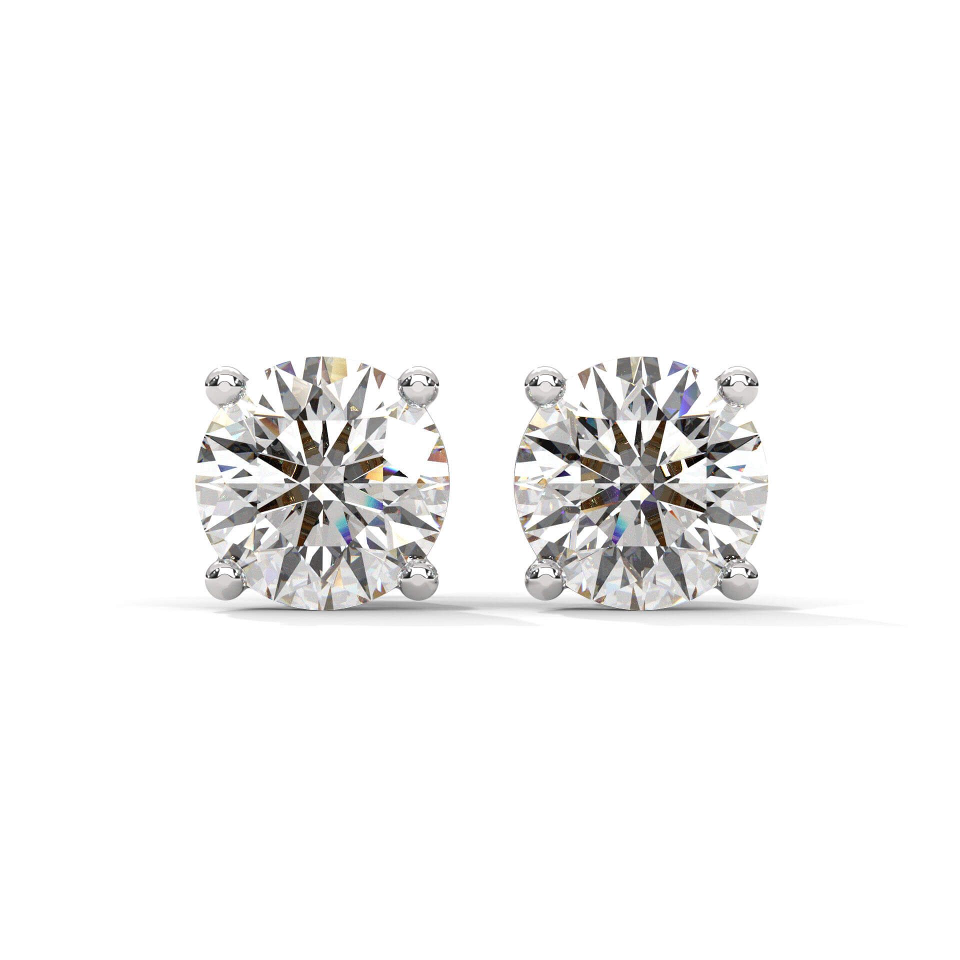 Adhira 1 carat each Solitaire Silver Studs-White Gold