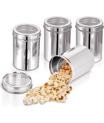 STEEPLE Steel Silver Multi-Purpose Container ( Set of 4 )