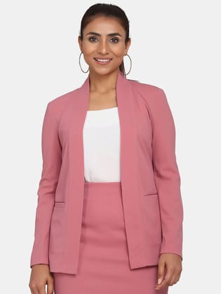 Stylish Lapel less Stretch Blazer for Women - Pink-S