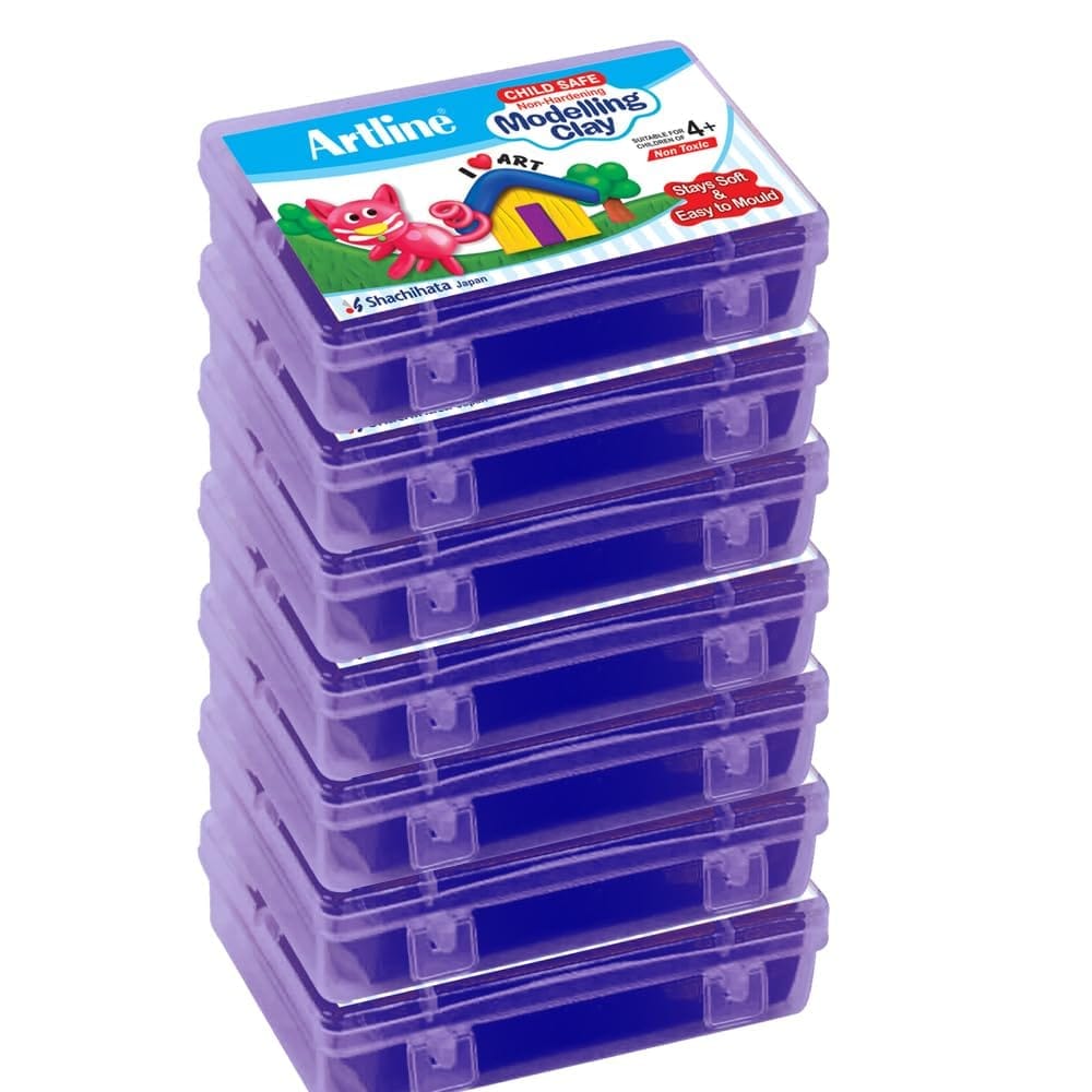 Artline Modelling Clay 150GM (7 Plastic Container Singles) Dark Blue Colour X 7 | Soft & Easy to Bend or Shape, for Young Hands