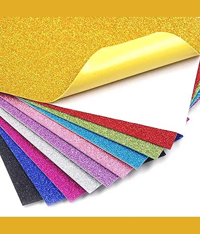 ECLET A4 Glitter Foam Sheet Sparkles 2 mm Thick 10 Different Color, for Art & Craft
