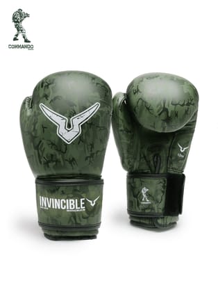 Invincible Commando Training Boxing Gloves-Green Camo / 8OZ
