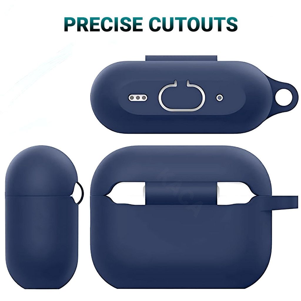 LIRAMARK Silicone Soft Case Cover with Buckle for Airpods Pro 2 Case (2023/2022), AirPods Pro 2nd Generation Cover (Midnight Blue)