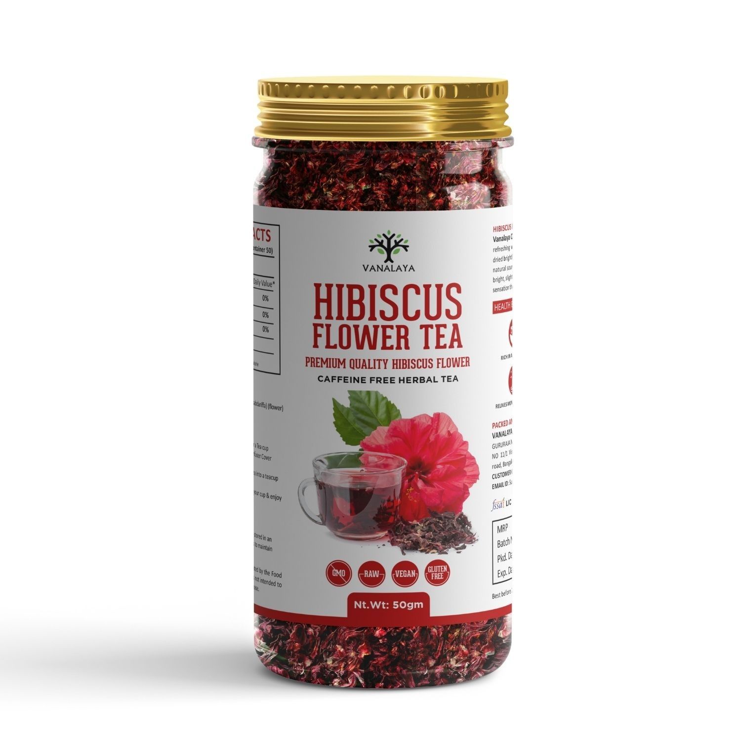 Organic Hibiscus Flower Tea from Sun Dried Hibiscus Petals For weight loss, Reduce Stress 50gm