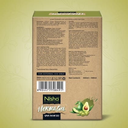 Nisha Herbagel Hair and Beard Colour Gel Original Black 1000ml, Ammonia Free Black Hair Colour Gel, No Parabens, Vegan