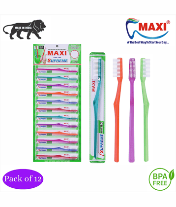 Maxi Supreme Hard Toothbrush(Pack Of 12)