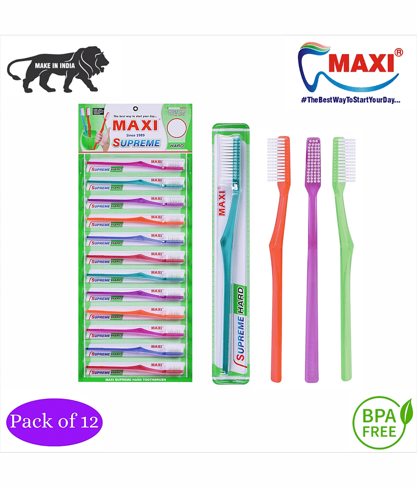 Maxi Supreme Hard Toothbrush(Pack Of 12)
