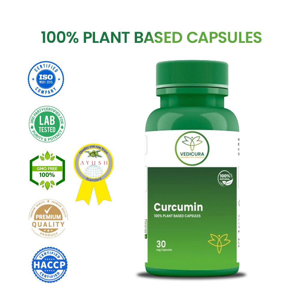 Vedicura's Curcumin: Promotes Joint Health, Fights Inflammation, and Provides Antioxidant Defense - 30 Capsules