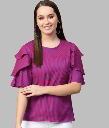 Yash Gallery Women's Rayon Regular Top ( Purple )