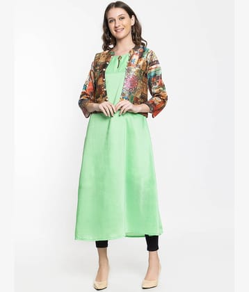 ELTHIA - Green Silk Women's Jacket Style Kurti ( Pack of 1 )