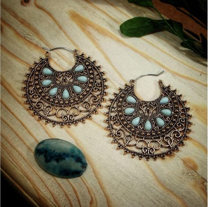 Antique Gold Plated Floral Circular Design With Enamel Art E