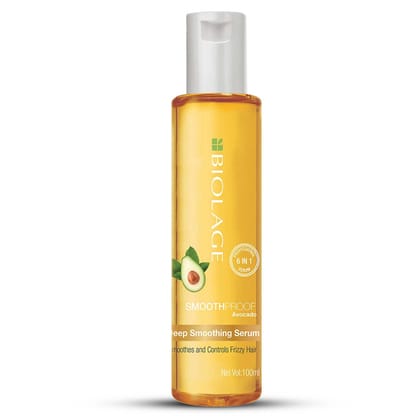 Biolage Smooth Proof 6-in-1 Hair Serum for Frizzy Hair | Deep Smoothening With Avocado & Grape Seed Oil | Frizz-Free Hair for up to 72 HRS | Natural & Vegan (100 ml) Biolage Smooth Proof 6-in-1 Hair Serum for Frizzy Hair | Deep Smoothening With Avocado &