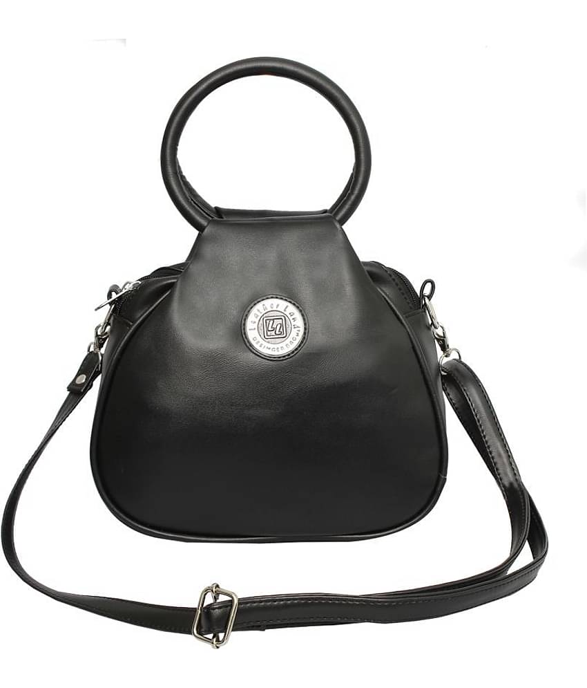 Leather Land Sling Bag Faux Leather Set of 1 ( Black )