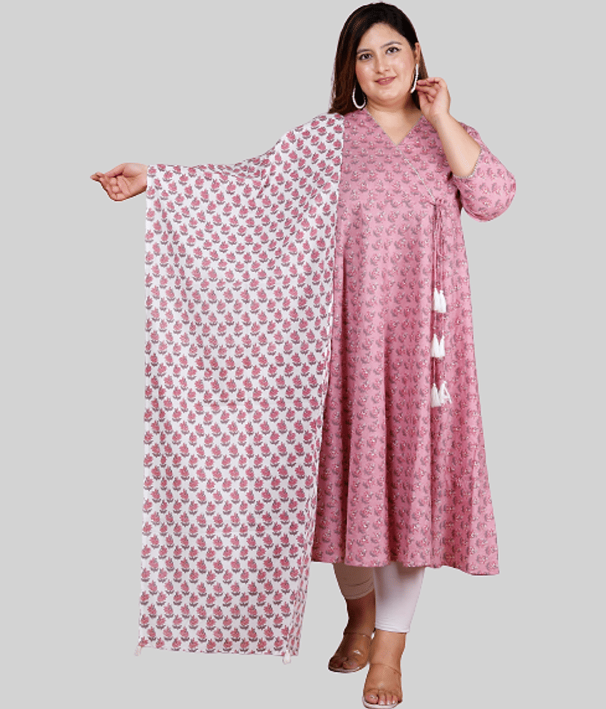 miravan - Pink Cotton Women's Angrakha Kurti ( Pack of 1 )