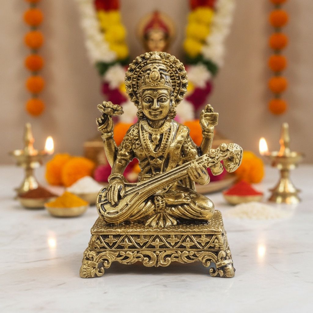 Mini Brass Ganesh Ji Idol Statue for Car Dashboard & Gifting, Height : 1.5 Inch (BSMAS1851 E)
