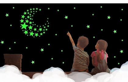 DreamKraft 80 Pieces Glow in The Dark Stars Stickers for Bedroom Ceiling, Radium Night Luminous Wall Decals for Kids(24 cm X 24 cm)