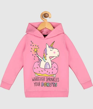 Lazy Shark Girls Printed Pink Sweatshirts
