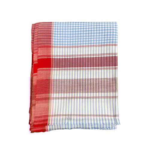 Khudei - Cotton (single)-Red & Blue
