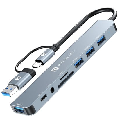Portronics Mport 8 Plus Dual Hub (Grey)