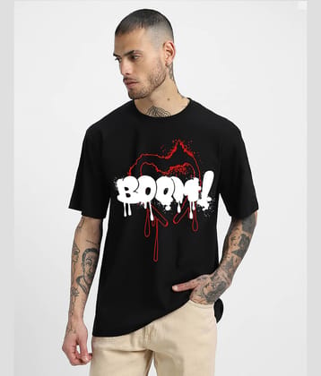 Veirdo Pack of 1 100% Cotton Oversized Fit Men's T-Shirt ( Black )