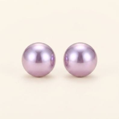 Pearl Button Studs - Lilac/Lavender Pearl | Gold-Tone Anti-Tarnish Imitation Jewellery - Earrings | Buy online on ZillyBuy