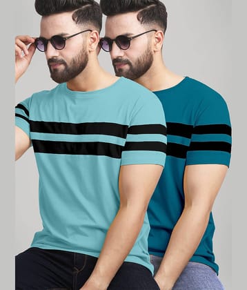 AUSK Pack of 2 Cotton Blend Regular Fit Men's T-Shirt ( Teal )