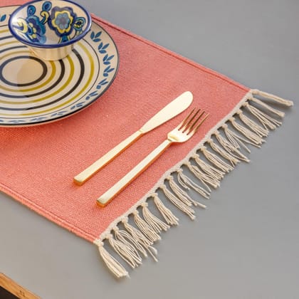 Handwoven Cotton Table Mats Set of 2 Pink - 13x18-Light Pink / 100% Cotton / 13 Inches x 18 Inches