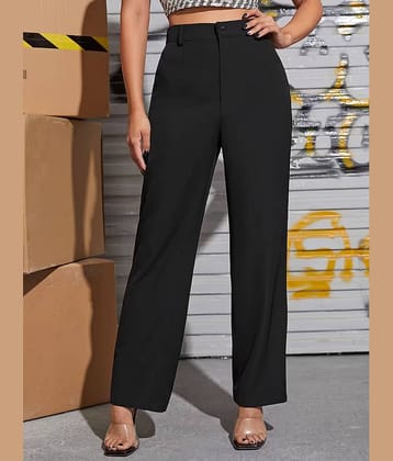 MISS MEBINO Women Polyester Casual Trousers ( Black )