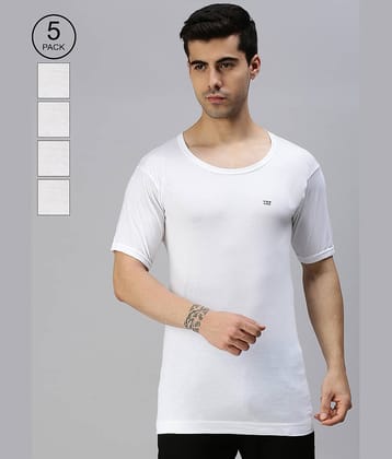 Pack of 5 Lux Cozi - White Cotton Blend Men's Vest