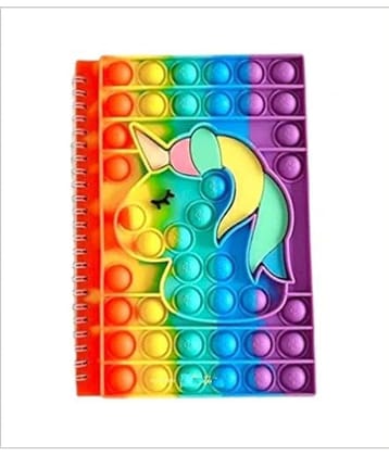 JELLIFY 1 Pcs Unicorn Popit Diary Spiral Notebook A5 Size Multicolor fidget Diary Stress Relief Pop it Toy Travel Diary Writing Book Best Gift