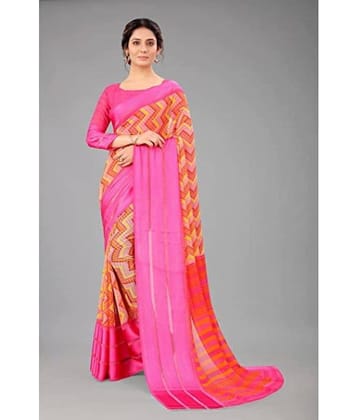 Sanjana Silks Georgette Printed Saree With Unstitched Blouse Piece ( Pink )