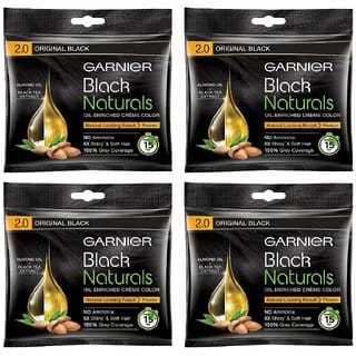 Garnier Black Naturals Original Black 2.0 Creme Color - 20ml+20g (Pack Of 4)