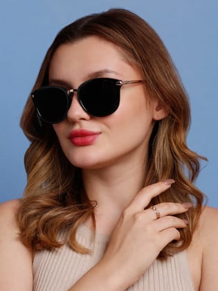 SUNNIES Large Full Frame Metal.Plastic Round Solid Polarized Women Sunglasses-SNS-11627-C025
