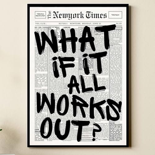 A4 Wall Frame | “What If It All Works Out” Emotionally Calming Aesthetic Home Décor | Inspirational Modern Wall