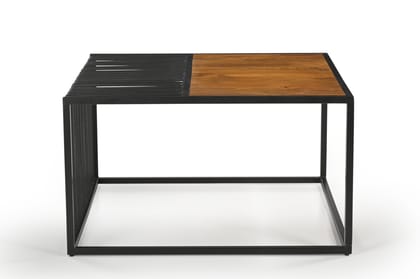 Wakeup India Solid Wood Center Table for Living Room | Choptic Wooden Coffee Table With Solid Wood and Metal Frame For Drawing Room ( Light Cherry Finish Colour, 1 Year Warranty )