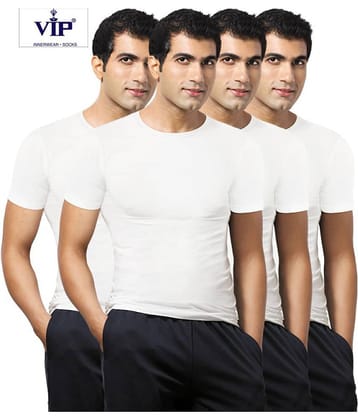 VIP White Half Sleeve Vests Pack of 4