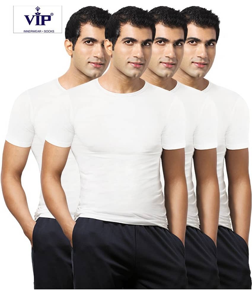 VIP White Half Sleeve Vests Pack of 4