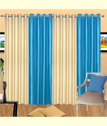 N2C Home Solid Semi-Transparent Eyelet Curtain 5 ft ( Pack of 4 ) - Multicolor