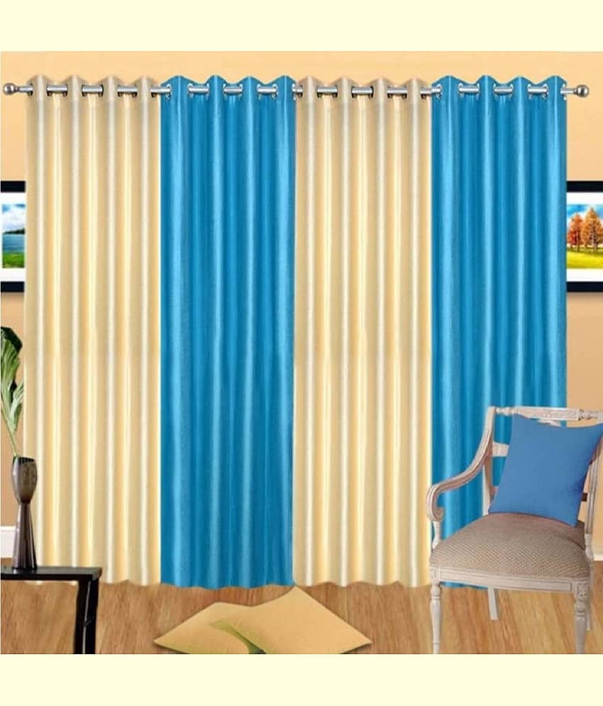 N2C Home Solid Semi-Transparent Eyelet Curtain 5 ft ( Pack of 4 ) - Multicolor