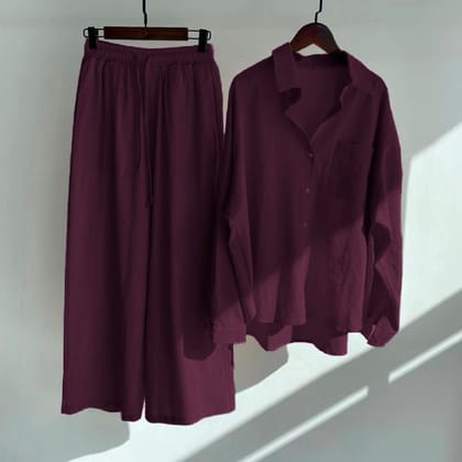 Stay Stylish with Our Relaxed Purple Coord Set for Women-S