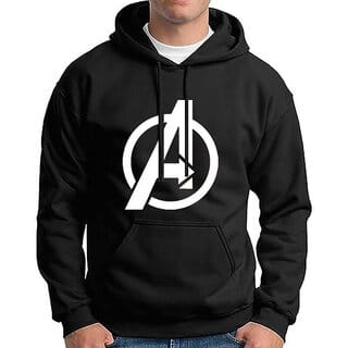 HIT SQUARE Men Black Printed Hooded Full Sleeve Sweatshirt.