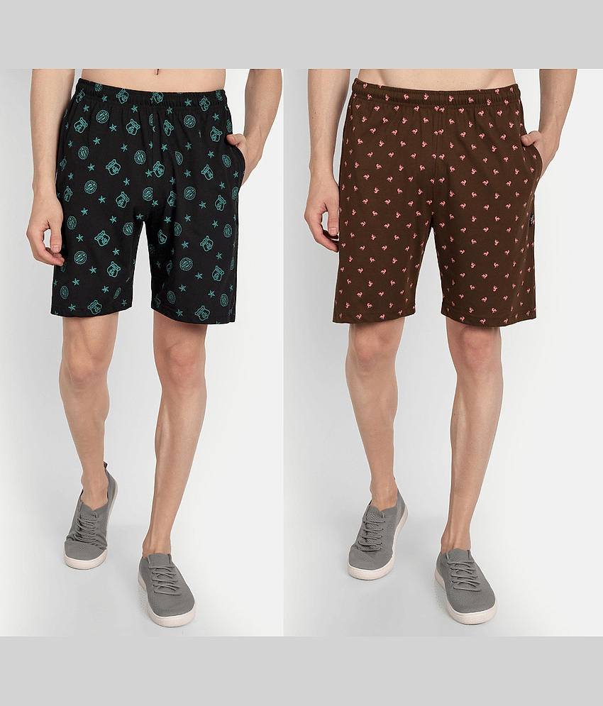 Zeffit - Multicolor Cotton Blend Men's Shorts ( Pack of 2 )