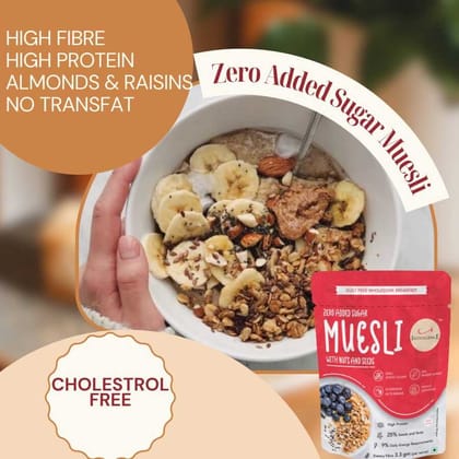 INDULGENCE Zero Added Sugar Muesli | High-Fiber, Crunchy Breakfast Cereal with Nuts, Seeds & Whole Grains | No Preservatives | Healthy Start for Weight Watchers & Diabetics. INDULGENCE Zero Added Sugar Muesli | High-Fiber, Crunchy Breakfast Cereal with Nuts, Seeds & Whole Grains | No Preservatives | Healthy Start for Weight Watchers & Diabetics.