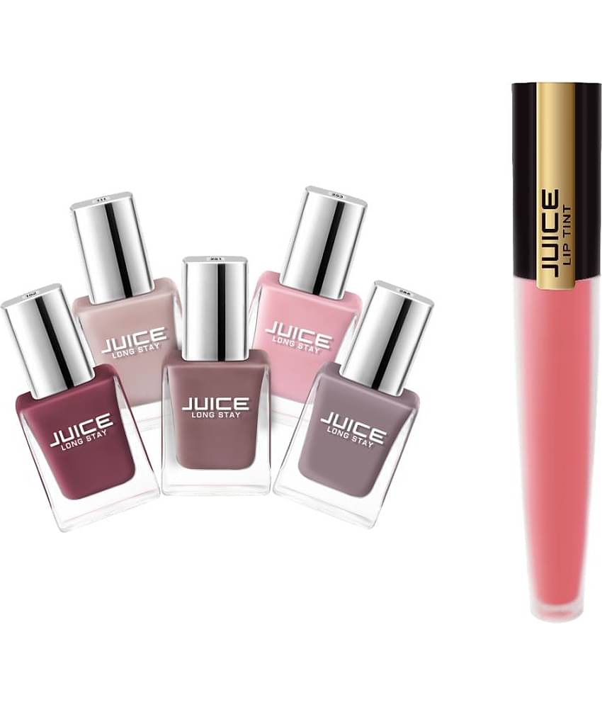 Juice Coral,Sun,Pink,Brown,WineBerryNude Nail Polish 102,111,251,253,288 Nude Glossy Pack of 6 59 mL