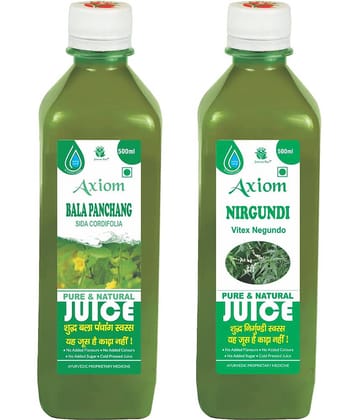 Axiom Bala Panchang Juice 500Ml + Nirgundi Juice 500Ml , Ayurvedic Juice(Pack Of 2)