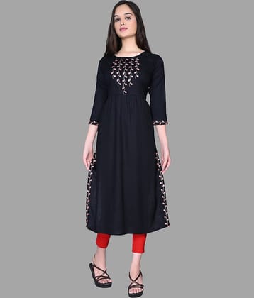 HAYA - Black Rayon Women's Straight Kurti ( Pack of 1 )