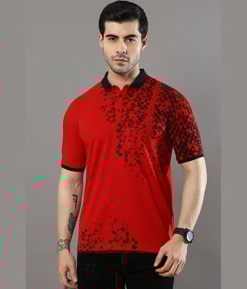 Cool Colors Pack of 1 Cotton Regular Fit Printed Half Sleeves Men's Polo T Shirt ( Red )