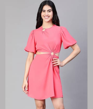 Oxolloxo Women Polyester Solid A-line Dress ( Pink )