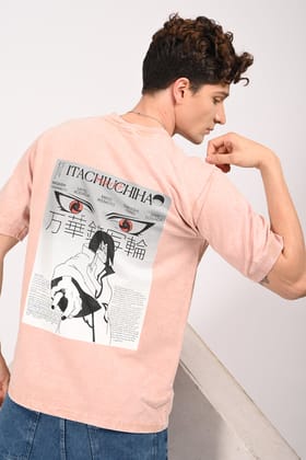 Light Pink Anime Half Sleeve T-shirt-S